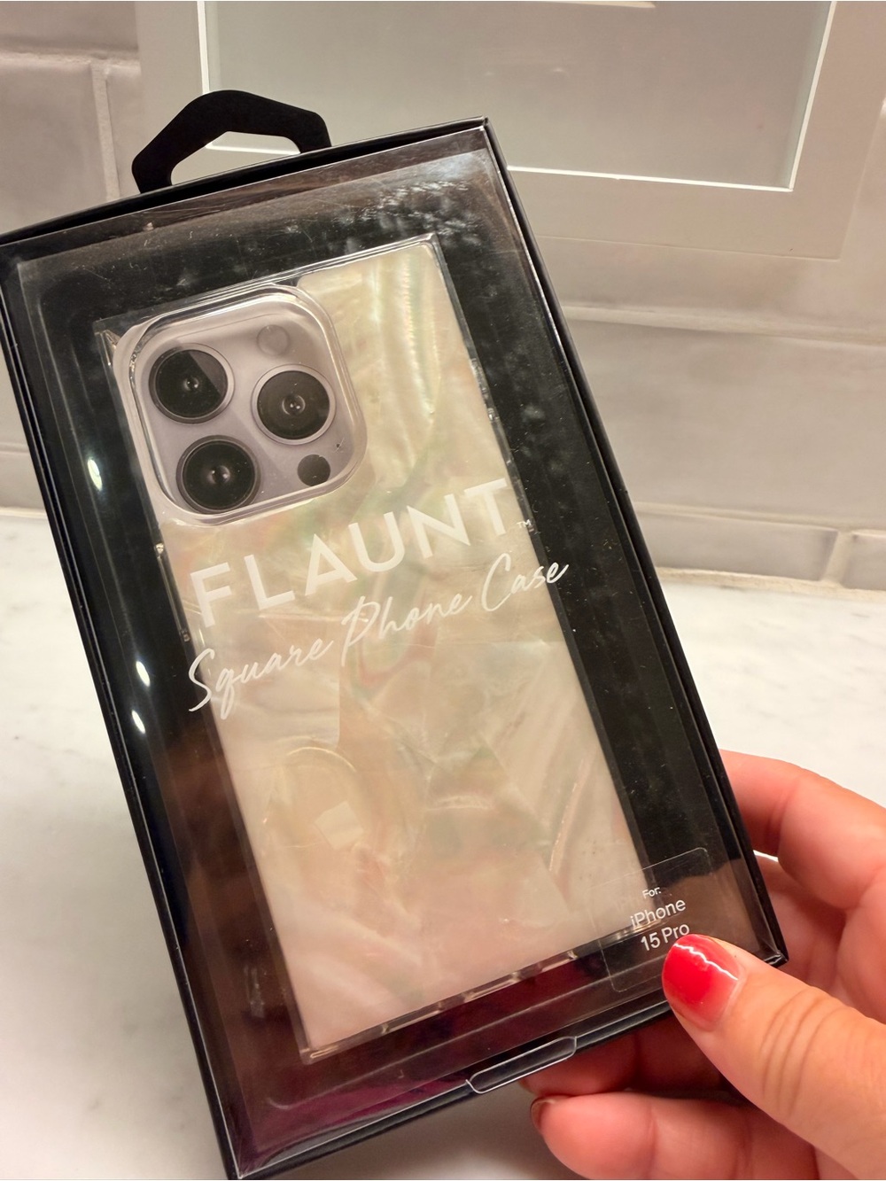 Square Phone Case for iPhone 15 Pro — Iridescent White